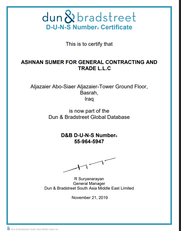 International Business Verification – D-U-N-S® Certificate